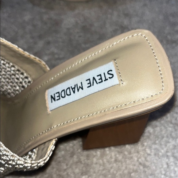 Steve Madden Taupe Realize Crochet Block-Heel Sandals Size - Picture 14 of 15